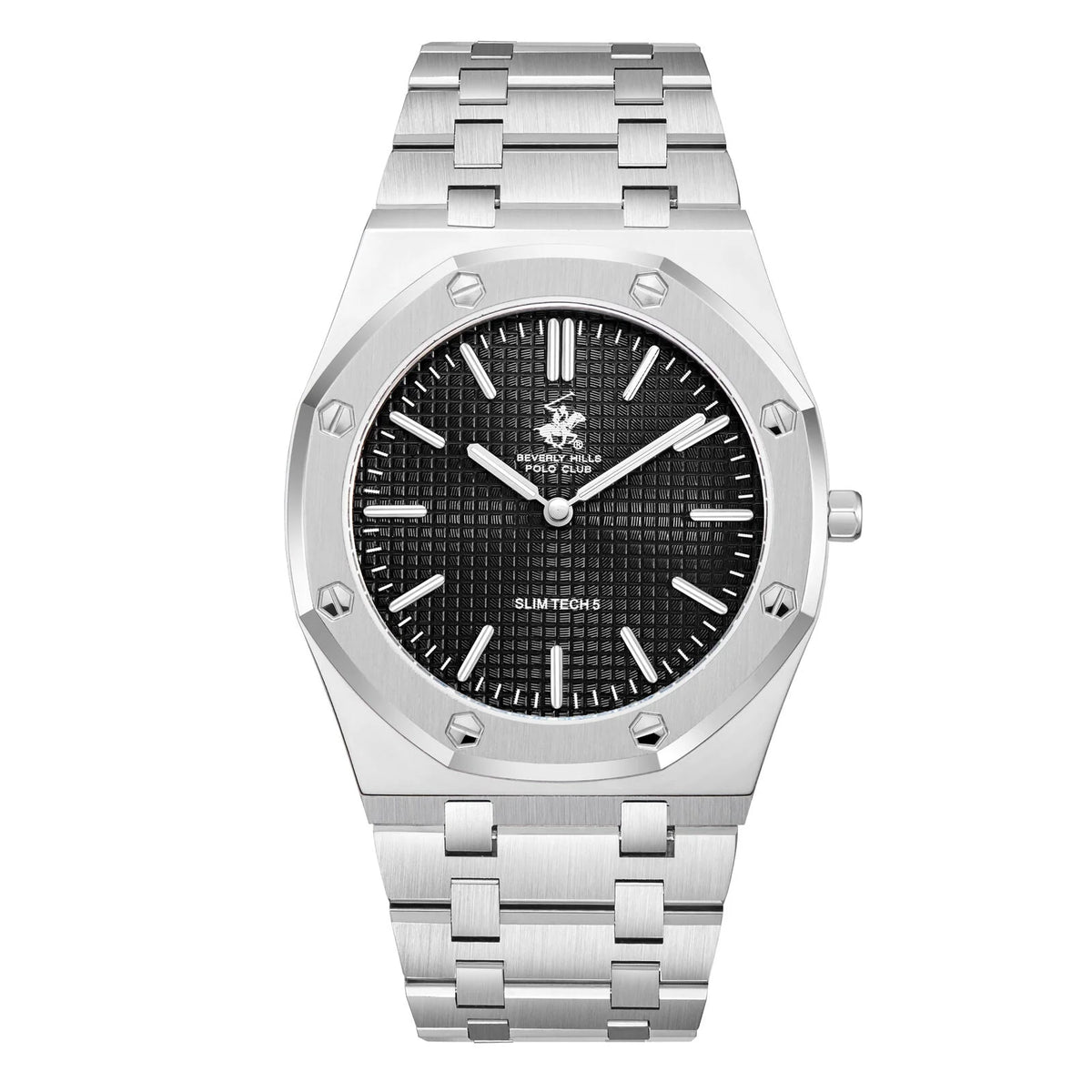 POLO BP3825X.350 SILVER STEEL BAND BLACK DIAL  FOR MEN