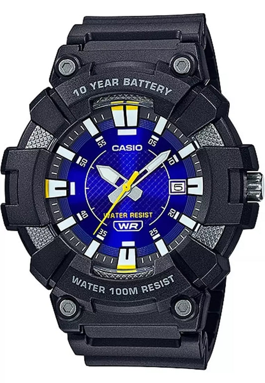 Casio Long Life Black Rubber Blue Dial For Men MW-610H-2A