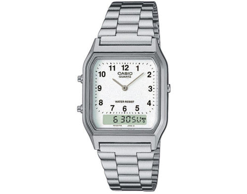 Casio AQ-230A-7B Vintage Series Analog Digital White Dial Stainless Steel Watch