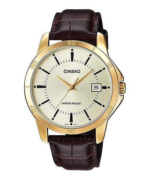 Casio Men's MTP-V004GL-9A Date Quartz Watch with Genuine Leather