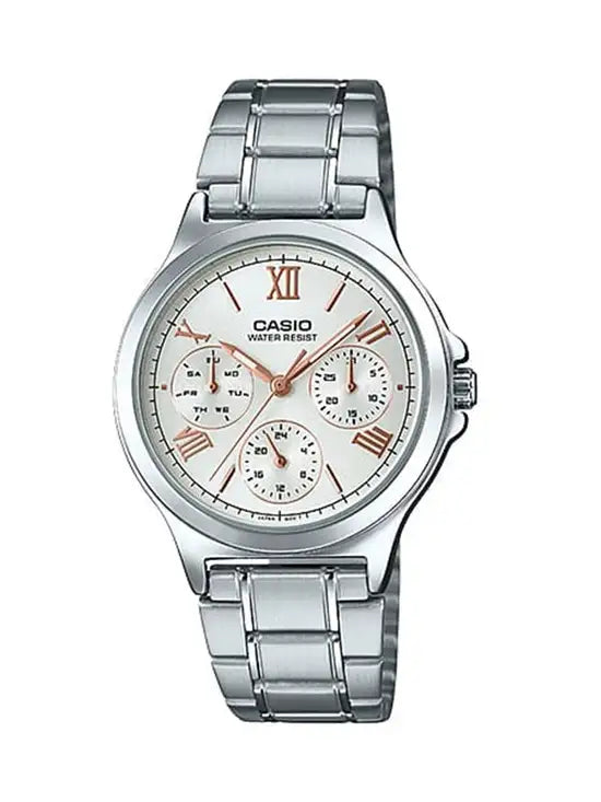 Casio Watch LTP-V300D-7A2. Triple clasp; Stainless steel strap