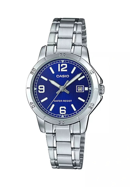 Casio LTP-V004D-2B Women's Dress Stainless Steel Blue Dial Date Watch