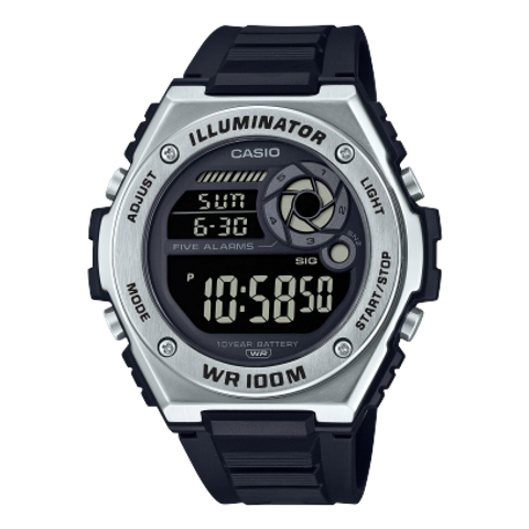 Casio Mens Digital 100M Watch MWD-100H-1B Black/Silver