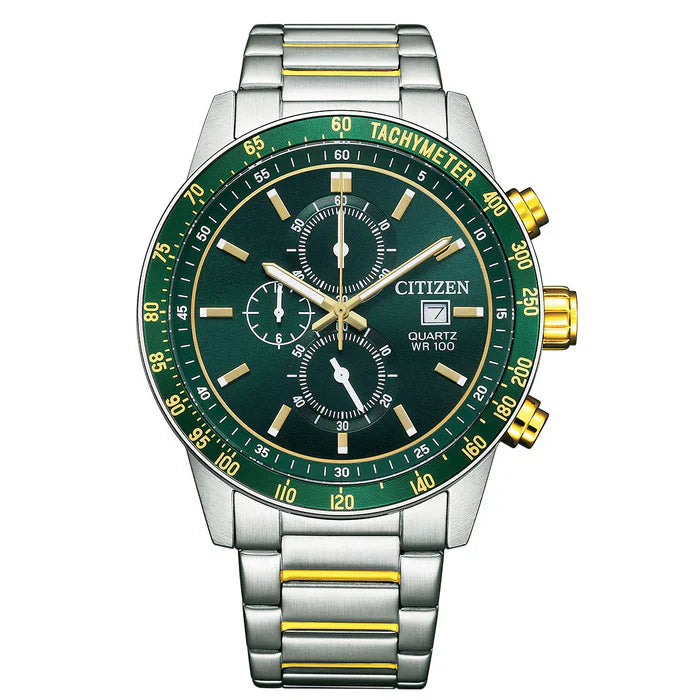 CITIZEN AN3689-55X SILVER STEEL BAND GREEN DIAL  FOR MEN