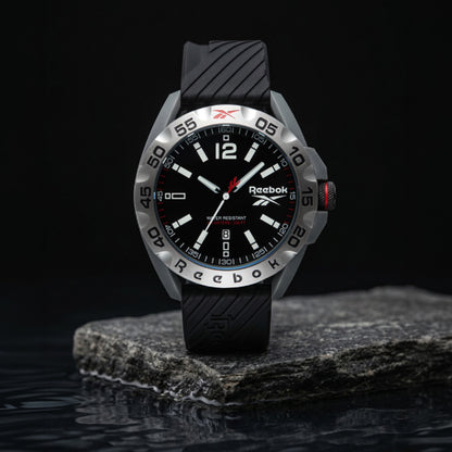 Reebok RV-EMB-G3-PAIB-BW Black Rubber Band Black Dial For Men
