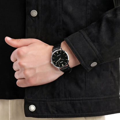 Casio, MTP-VT01L-1BUDF, Men's Watch - Black Leather