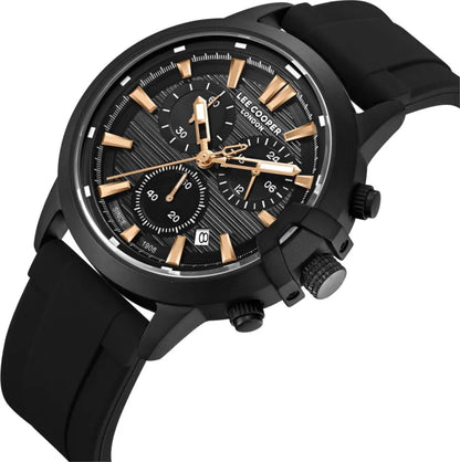 LEE COOPER LC08267.651 BLACK RUBBER BAND BLACK DIAL  FOR MEN