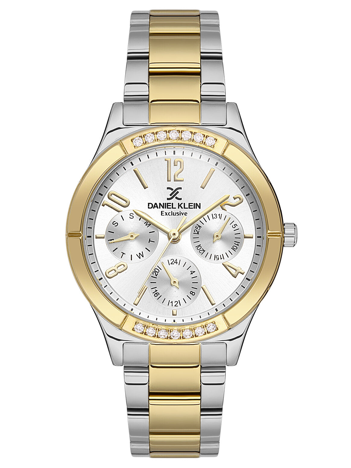 DANIEL KLEIN  DK.1.13501-4 SILVER AND GOLD STEEL BAND SILVER DIAL  FOR WOMEN