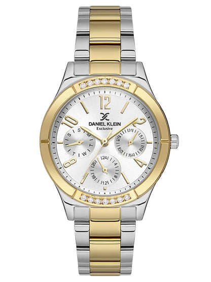 DANIEL KLEIN  DK.1.13501-4 SILVER AND GOLD STEEL BAND SILVER DIAL  FOR WOMEN