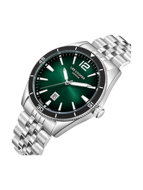 LEE COOPER LC08281.360 SILVER STEEL BAND GREEN DIAL  FOR MEN