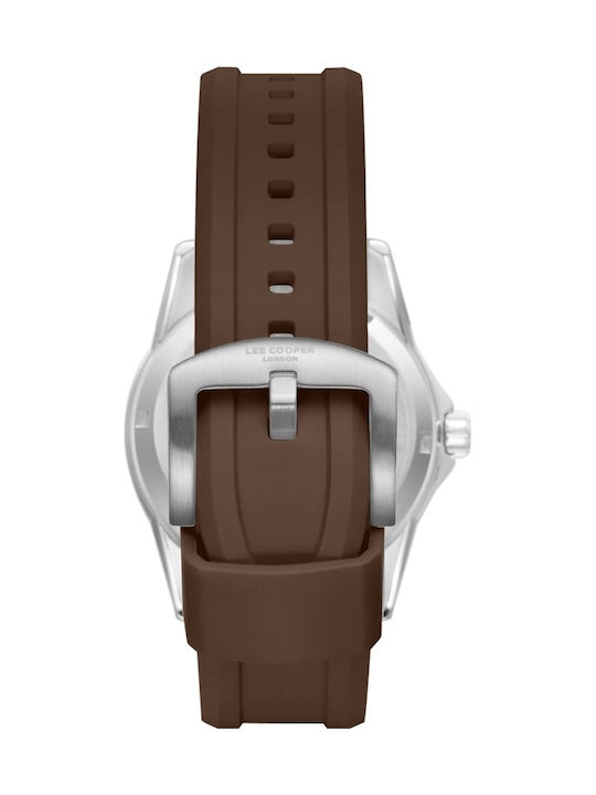 LEE COOPER LC08278.362 BROWN RUBBER BAND SILVER DIAL  FOR MEN