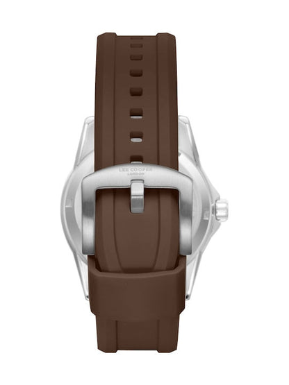 LEE COOPER LC08278.362 BROWN RUBBER BAND SILVER DIAL  FOR MEN
