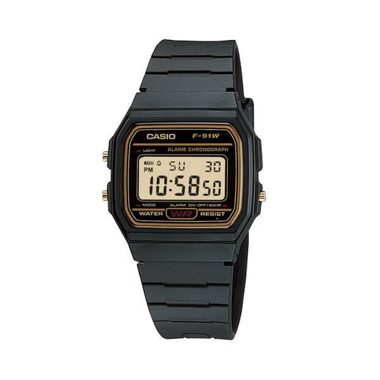 Casio F-91WG-9 Classic Digital Black & Gold Microlight