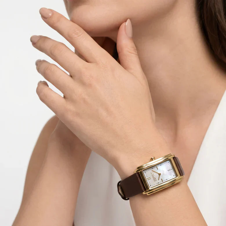 ESPRIT ES1L556L0025 BROWN LEATHER BAND WHITE DIAL FOR WOMEN