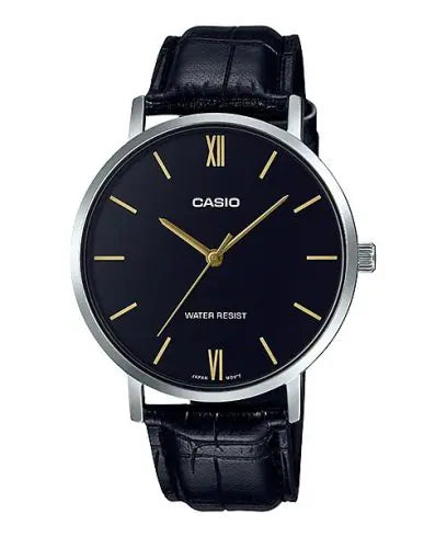 Casio, MTP-VT01L-1BUDF, Men's Watch - Black Leather