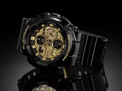 G-SHOCK GA-140GB-1A1 BLACK RUBBER BAND GOLDEN DIAL  FOR MEN