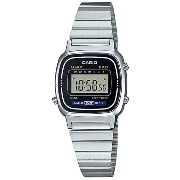 Casio LA670WA-1DF- Womens - Resin Case - Stainless Steel Band