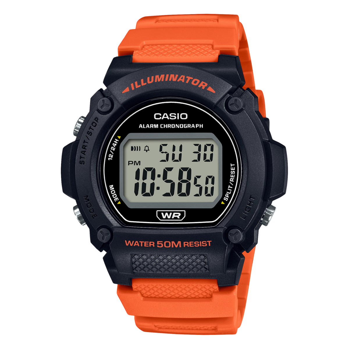 Casio Men's Digital Orange Resin Band Watch W-219H-4A