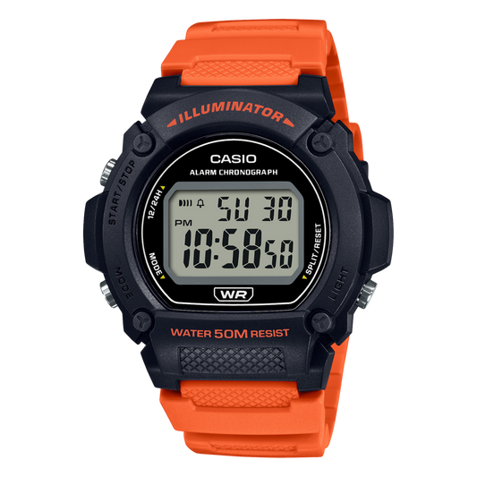 Casio Men's Digital Orange Resin Band Watch W-219H-4A