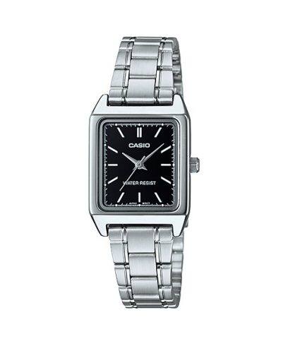 CASIO LTP-V007D-1E SILVER STEEL BAND BLACK DIAL FOR WOMEN