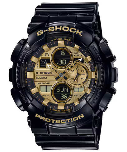 G-SHOCK GA-140GB-1A1 BLACK RUBBER BAND GOLDEN DIAL  FOR MEN