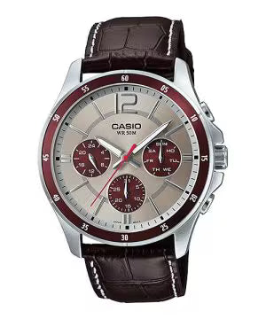 Casio Men Leather Watch MTP-1374L-7A1