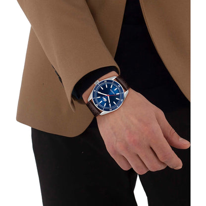 LACOSTE '2011489 BROWN LEATHER BAND NAVY BLUE DIAL  FOR MEN