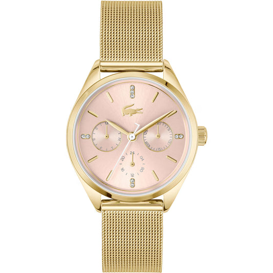 LACOSTE 2001499 GOLDEN STEEL BAND PINK DIAL FOR WOMEN