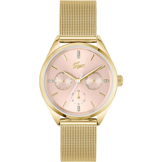 LACOSTE 2001499 GOLDEN STEEL BAND PINK DIAL FOR WOMEN