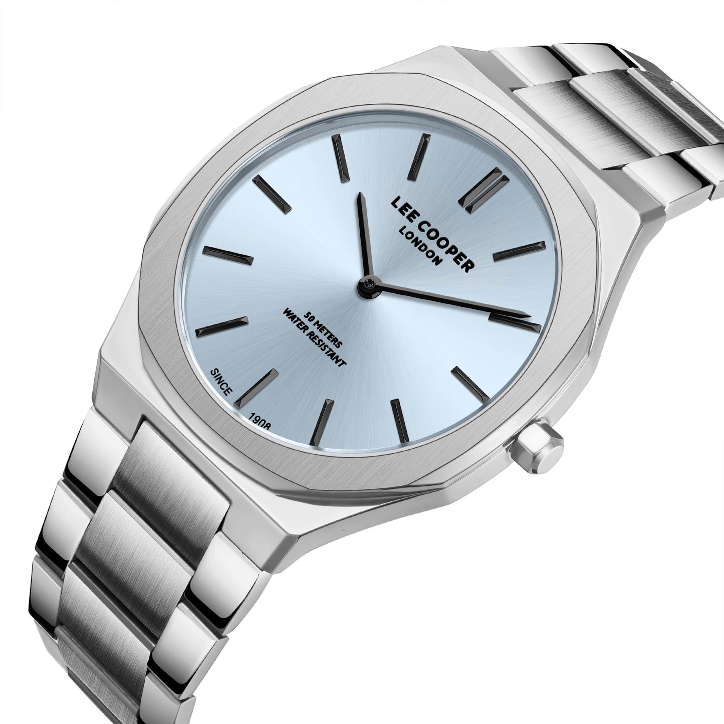 LEE COOPER LC08275.300 SILVER STEEL BAND BABY BLUE DIAL  FOR MEN