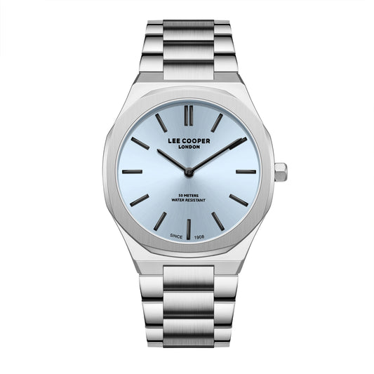 LEE COOPER LC08275.300 SILVER STEEL BAND BABY BLUE DIAL  FOR MEN