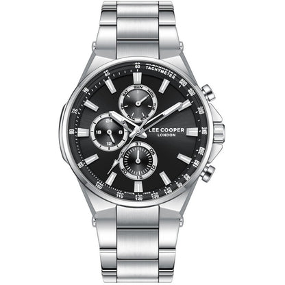 LEE COOPER LC08219.350 SILVER STEEL BAND BLACK DIAL  FOR MEN