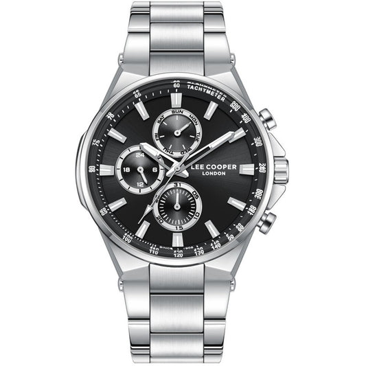 LEE COOPER LC08219.350 SILVER STEEL BAND BLACK DIAL  FOR MEN