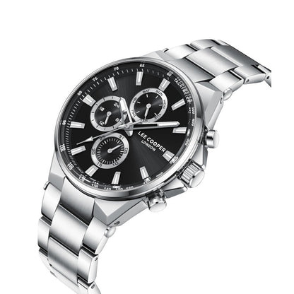 LEE COOPER LC08219.350 SILVER STEEL BAND BLACK DIAL  FOR MEN