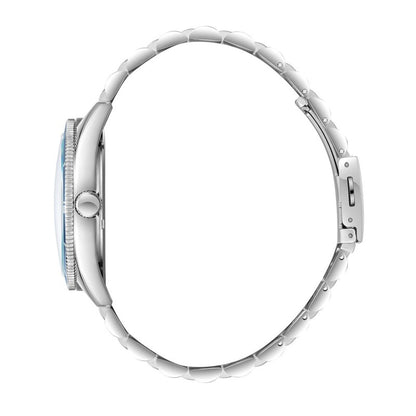 LEE COOPER LC08281.350 SILVER STEEL BAND BLACK DIAL  FOR MEN