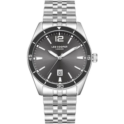 LEE COOPER LC08281.350 SILVER STEEL BAND BLACK DIAL  FOR MEN