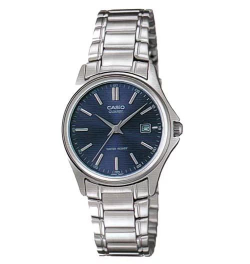 Casio Classic Silver Steel With Date Blue Dial for Women