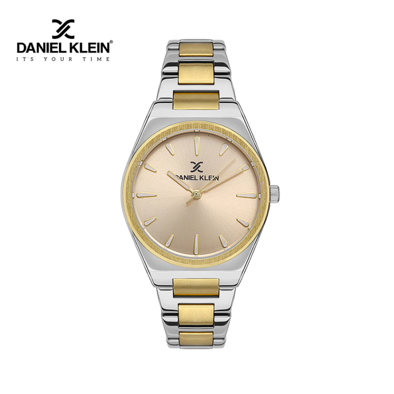DANIEL KLEIN  DK.1.13492-4 SILVER AND GOLD STEEL BAND PINK DIAL  FOR WOMEN