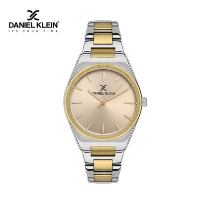 DANIEL KLEIN  DK.1.13492-4 SILVER AND GOLD STEEL BAND PINK DIAL  FOR WOMEN