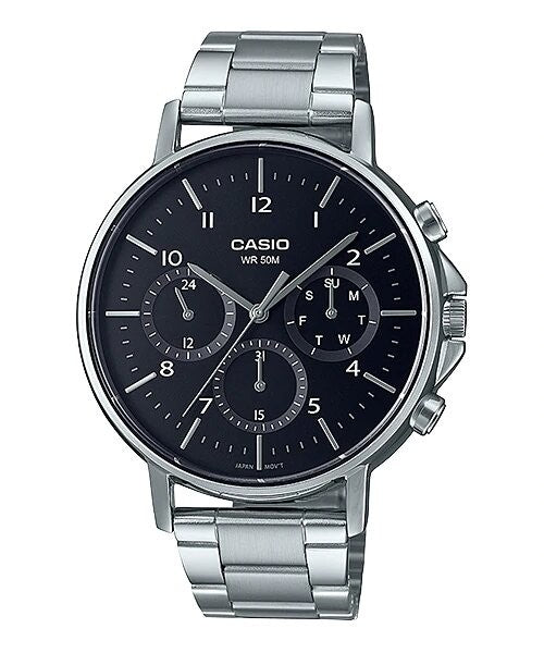 Casio Elegant Multifunction Silver St.Steel Black Dial For Men MTP-E321D-1A