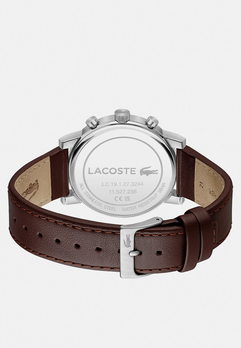 LACOSTE 2011486 BROWN LEATHER BAND WHITE DIAL  FOR MEN