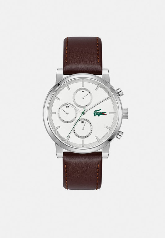 LACOSTE 2011486 BROWN LEATHER BAND WHITE DIAL  FOR MEN