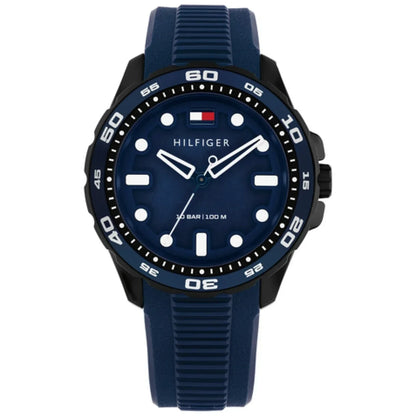 TOMMY HILFIGER 1792265 NAVY BLUE RUBBER BAND BLACK DIAL FOR MEN