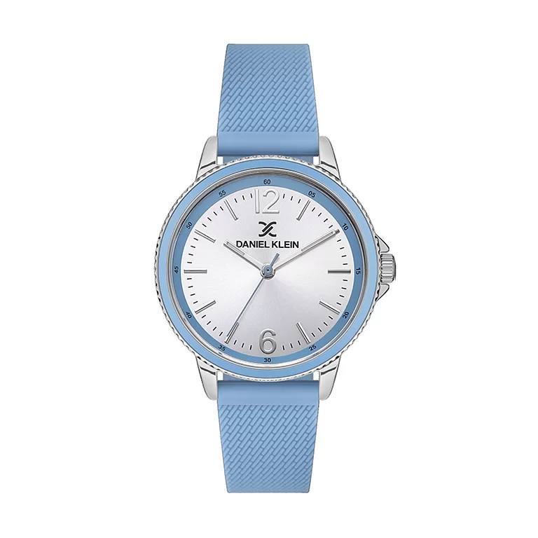 DANIEL KLEIN  DK.1.13470-4 BABY BLUE RUBBER BAND SILVER DIAL  FOR WOMEN