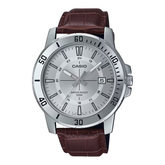 Casio MTP-VD01L-7C Analog Leather Strap Watch For Men