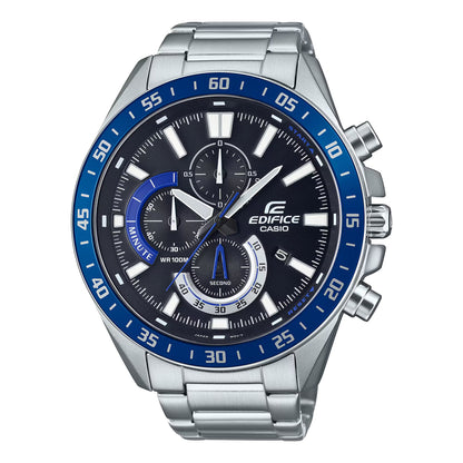 CASIO EDIFICE EFV-620D-1A2 SILVER STEEL BAND BLACK DIAL  FOR MEN