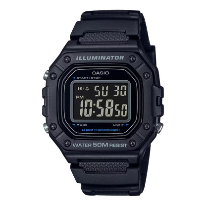 Casio Standard Digital Black Rubber  W-218H-1B