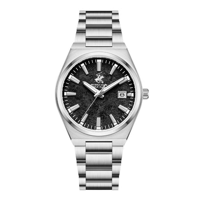 POLO BP3851X.350 SILVER STEEL BAND BLACK DIAL  FOR MEN