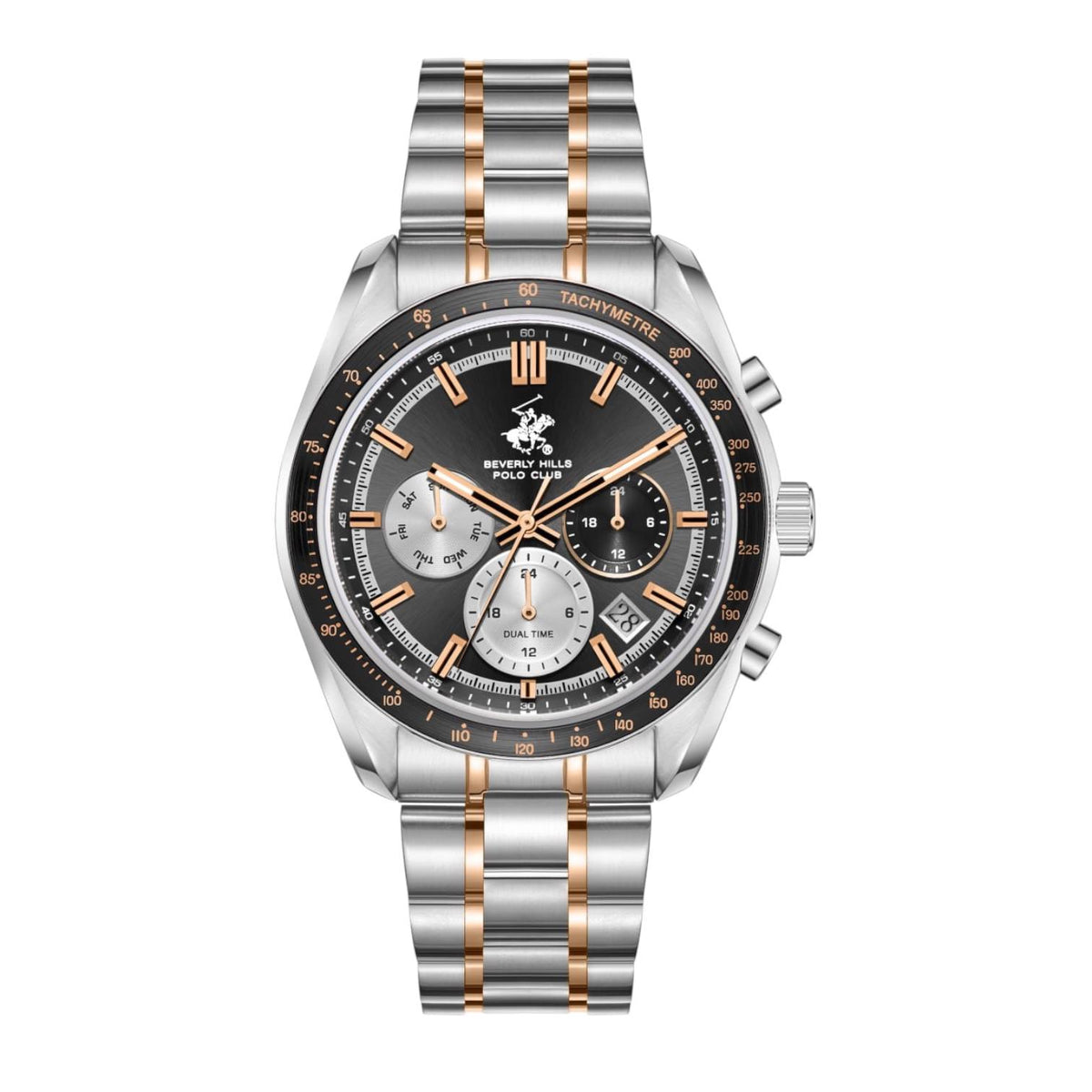POLO BP3814X.550 SILVER AND ROSE GOLD STEEL BAND GREY DIAL  FOR MEN