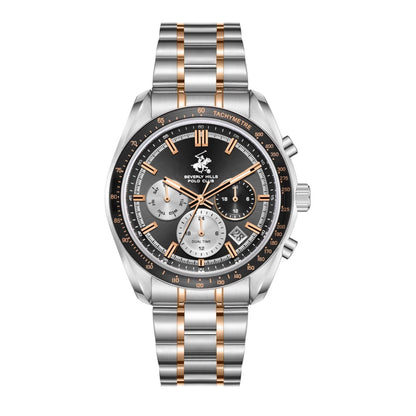 POLO BP3814X.550 SILVER AND ROSE GOLD STEEL BAND GREY DIAL  FOR MEN